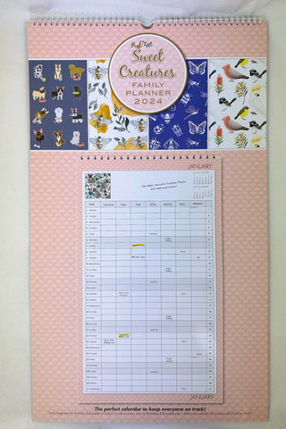 2024 Family Wall Planner - Sweet Creatures 50% OFF