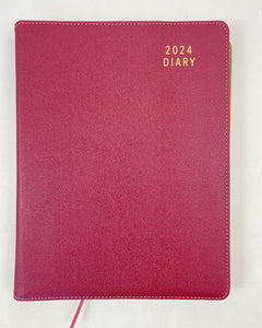 2024 A4 Diary Spiral Day to a Page - Cherry 30% OFF