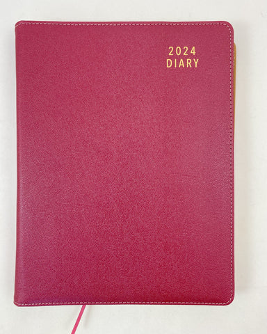 2024 A4 Diary Spiral Day to a Page - Cherry 50% OFF
