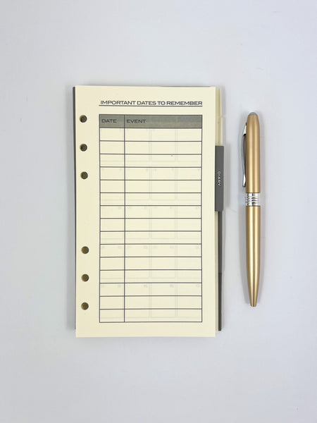 2026 Organiser Diary Refill - Slim Week to View