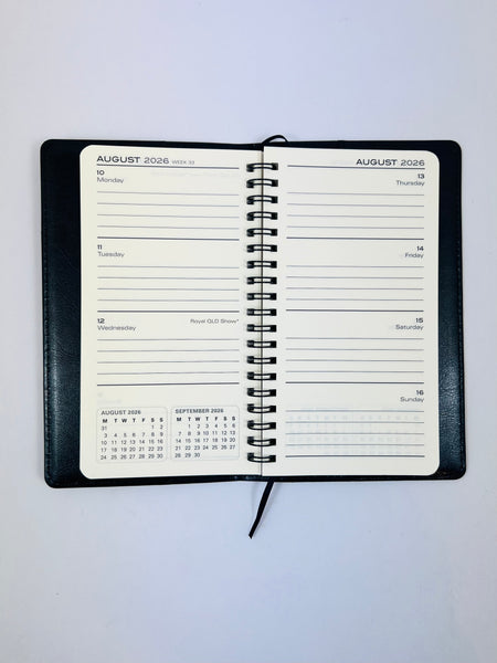 2026 Week to View - Slim Spiral Diary - Black