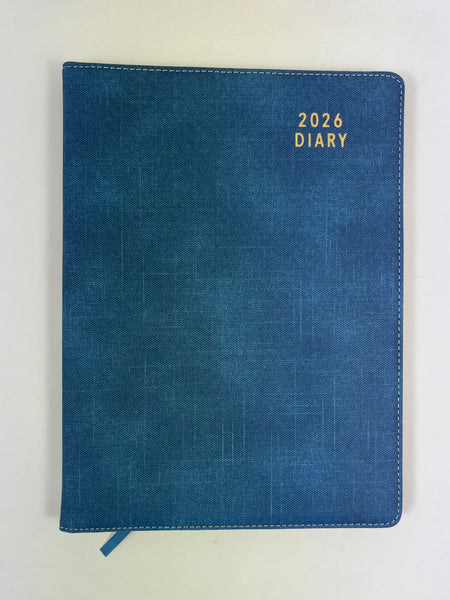 2026 Week to View - A4 Spiral Diary - Steel Blue