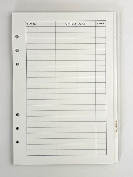 Family & Friends Planner Binder REFILL