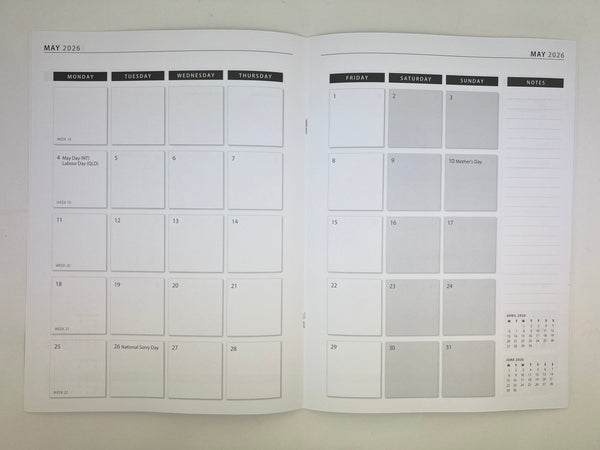 2026 Monthly Planner - Black