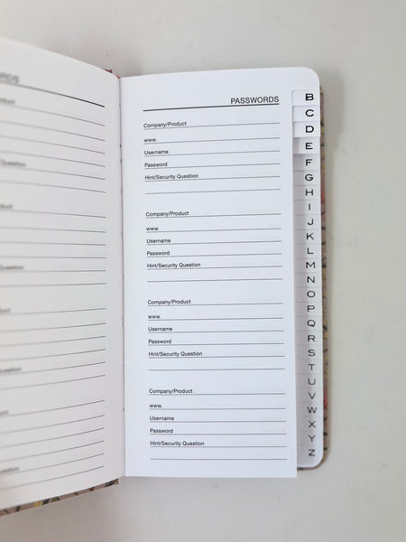 Password Book - Slim Australian Floral