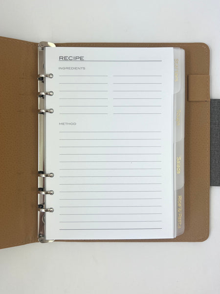 Luxury Recipe Journal Binder - Ash Grey