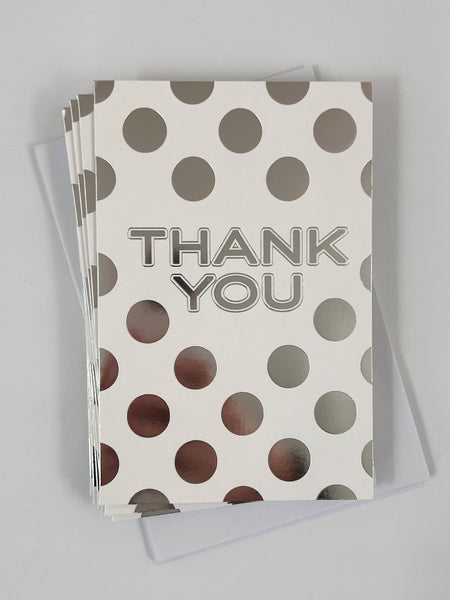 Thank You Card Set - Silver Dot