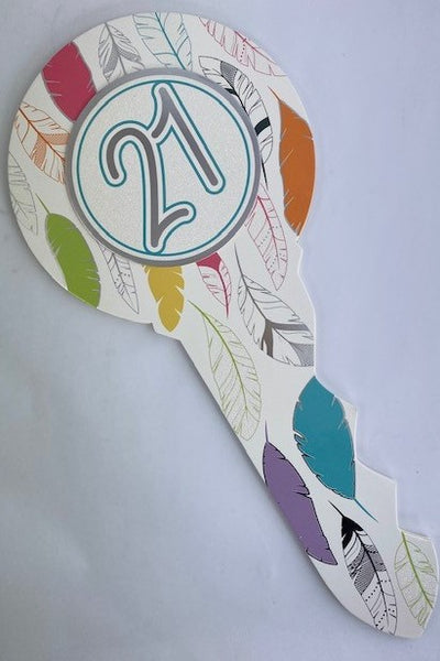 Keepsake Key - Boho Feathers 21st