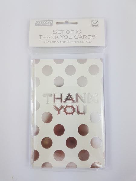 Thank You Card Set - Silver Dot