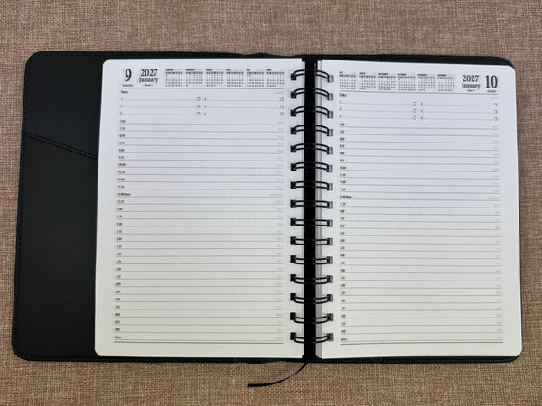 26/27 Financial Year Diary SPIRAL A5 Day to a Page - Black
