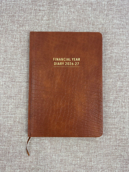 26/27 Financial Year Diary A5 Day to a Page - Croc Tan