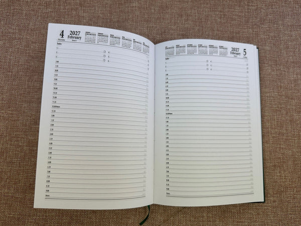 26/27 Financial Year Diary A4 Day to a Page - Green