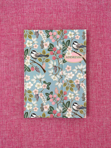 A5 Address Book Flip Cover - Birds & Berries