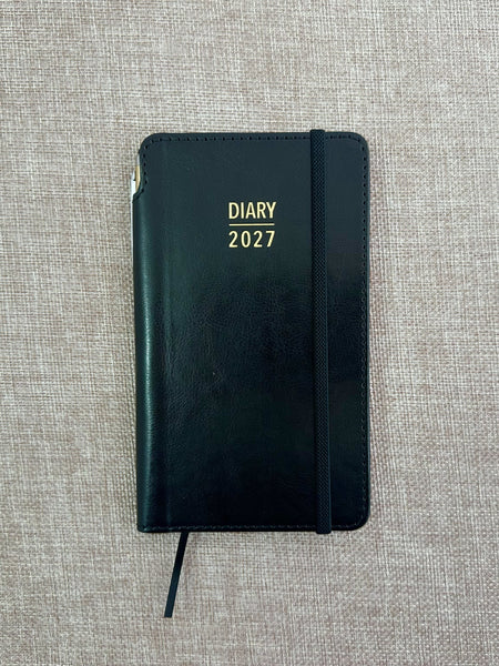 2027 Week to View - Purse Diary with Pen - Black