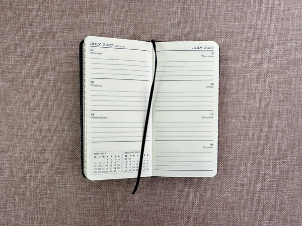 2027 Week to View - Purse Diary with Pen - Black