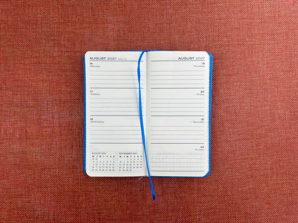 2027 Week to View - Purse Diary with Pen - Cobalt Blue