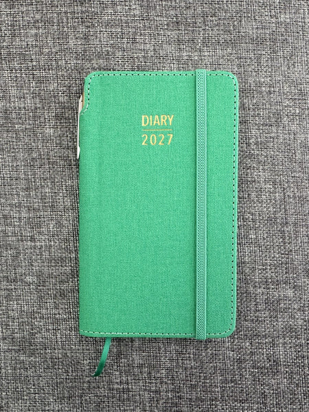 2027 Week to View - Purse Diary with Pen - Spring Green