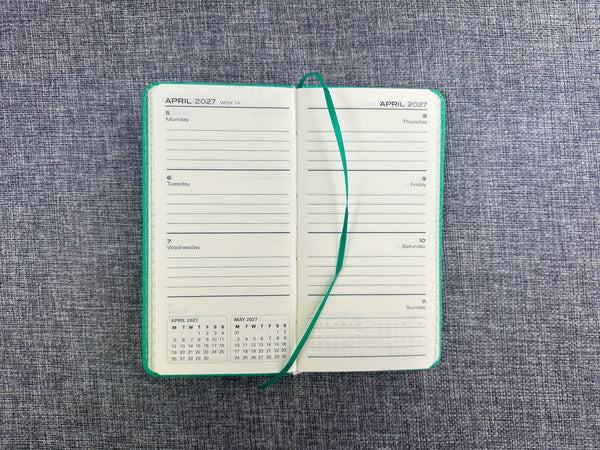 2027 Week to View - Purse Diary with Pen - Spring Green