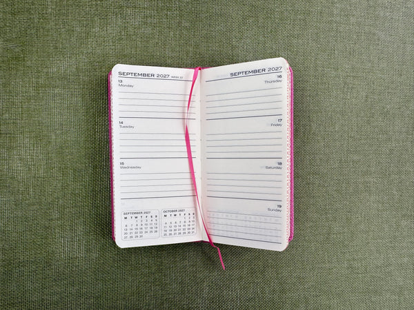 2027 Week to View - Purse Diary with Pen - Pink