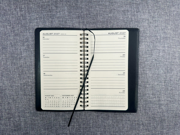 2027 Slim Week to View - Spiral Diary - Black