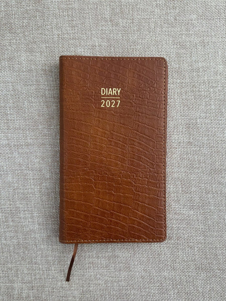 2027 Slim Week to View - Spiral Diary - Croc Tan