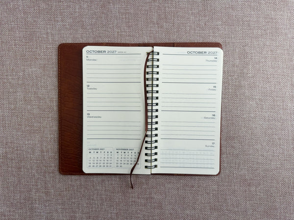 2027 Slim Week to View - Spiral Diary - Croc Tan
