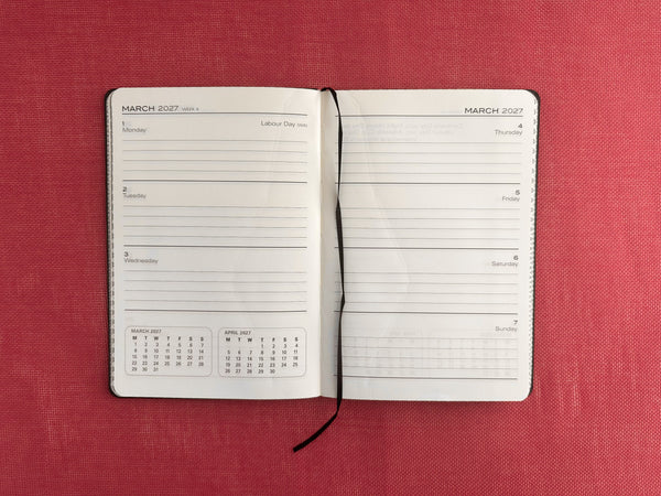2027 Week to View - A5 Diary - Black