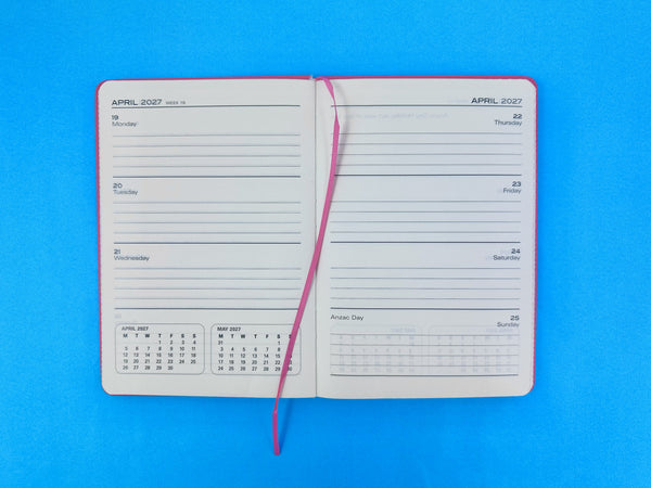 2027 Week to View - A5 Diary - Raspberry