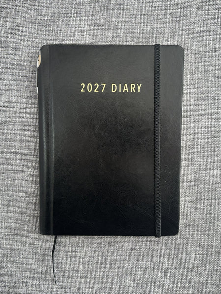 2027 Week to View - A5 Diary with Pen - Black