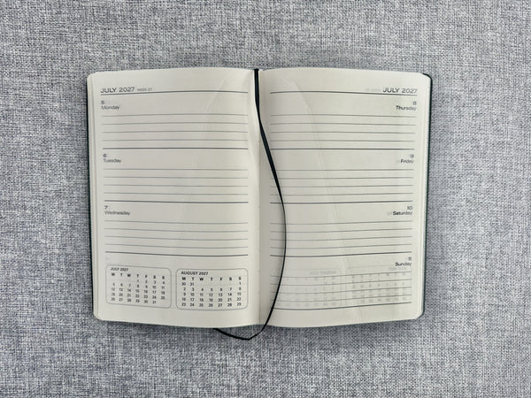 2027 Week to View - A5 Diary with Pen - Black
