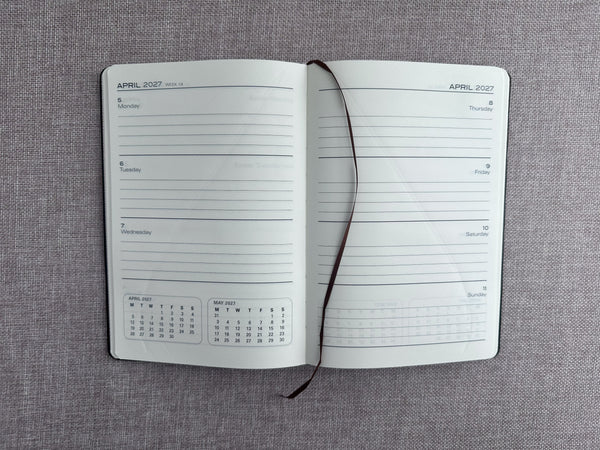 2027 Week to View - A5 Diary with Pen - Croc Tan