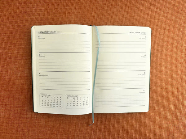 2027 Week to View - A5 Diary with Pen - Ocean