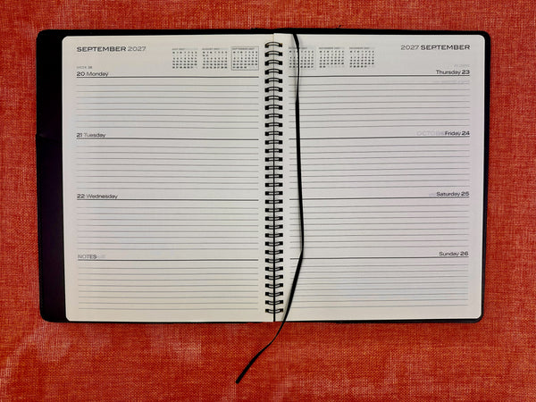 2027 Week to View - A4 Diary - Black