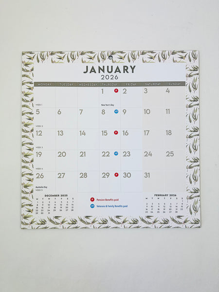 2026 Magnetic Square Calendar - Gumleaf