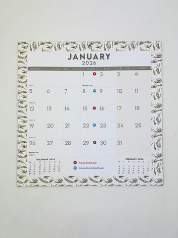 2026 Magnetic Square Calendar - Gumleaf