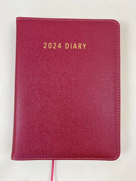 2024 A5 Spiral Diary Day to Page - Cherry