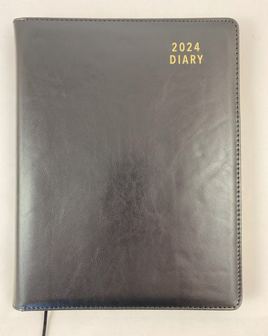 2024 A4 Diary Spiral Day to a Page - Black