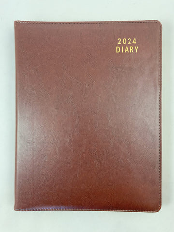2024 A4 Diary Spiral Day to a Page - Chocolate