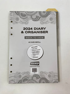 2024 Organiser Diary Refill - Week to View A5