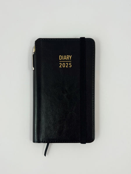 2025 Week to View Slim Diary w/ Pen - Black