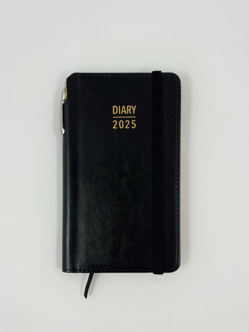 2025 Week to View Slim Diary w/ Pen - Black