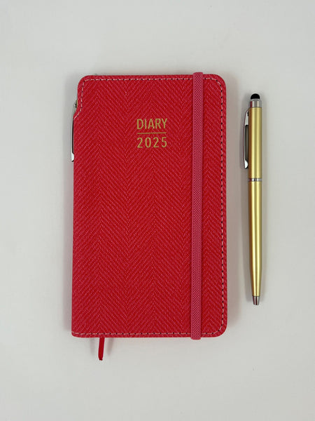 2025 Week to View Slim Diary w/ Pen - Coral