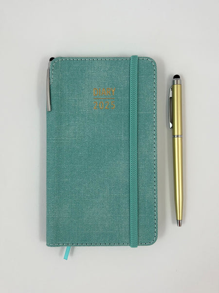 2025 Week to View Slim Diary w/ Pen - Aqua