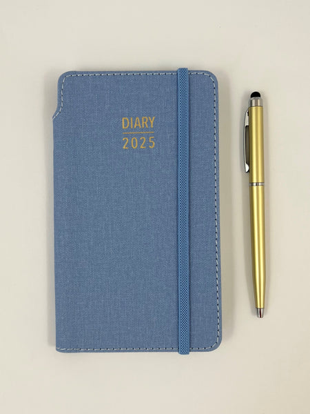 2025 Week to View Slim Diary w/ Pen - Blue