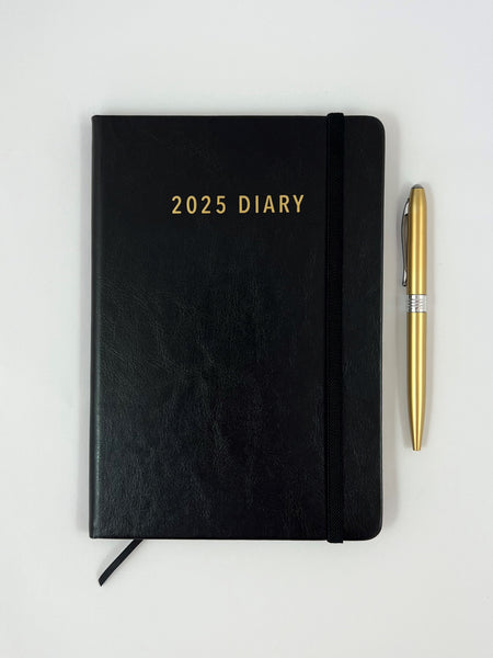 2025 A5 Diary Week to View - Black