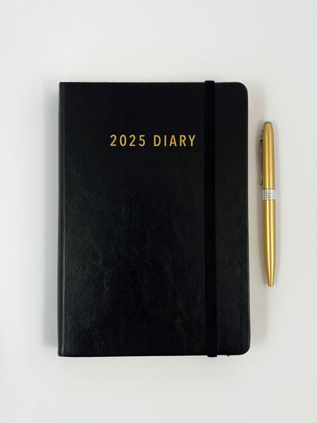 2025 A5 Diary Day to a Page - Black