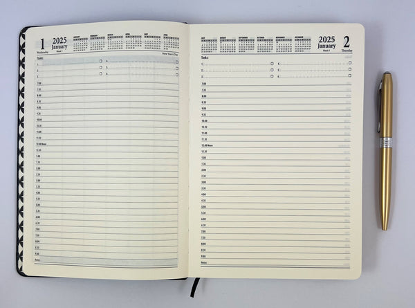 2025 A5 Diary Day to a Page - Tan Softcover