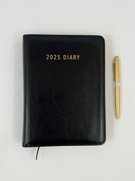 2025 A5 Spiral Diary Day to Page - Black