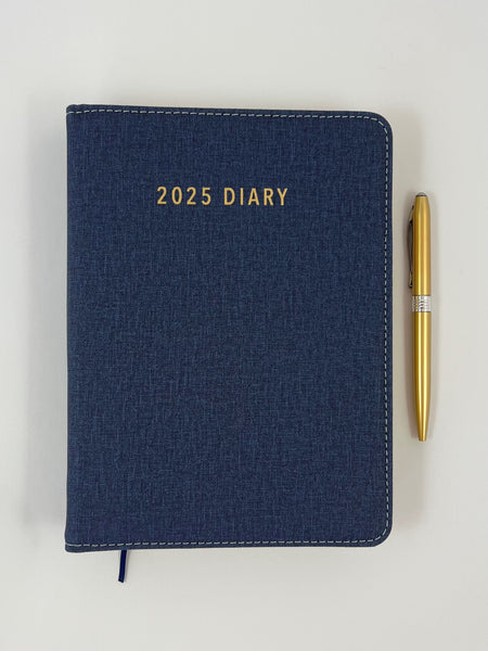 2025 A5 Spiral Diary Day to Page - Blue