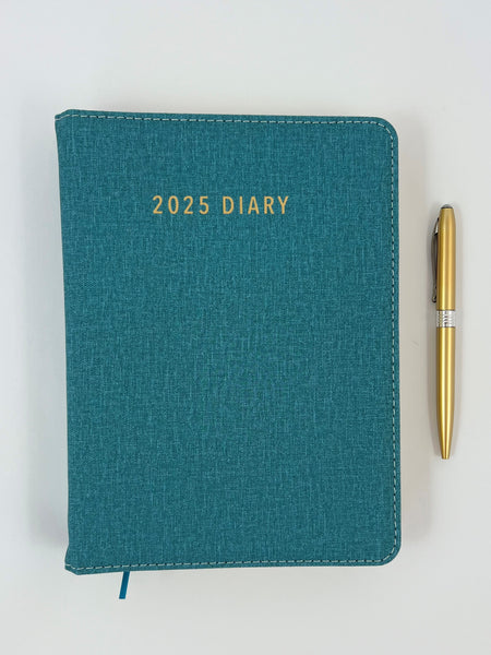 2025 A5 Spiral Diary Day to Page - Teal